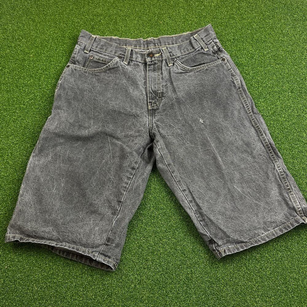 Vintage Dickies Washed Gray Denim Cargo Shorts Sz 32